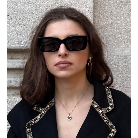 Women Black 14K Gold Plated Small Huggee Hoop Dangle Earrings Trendy Jewelry - Picture 5 of 6